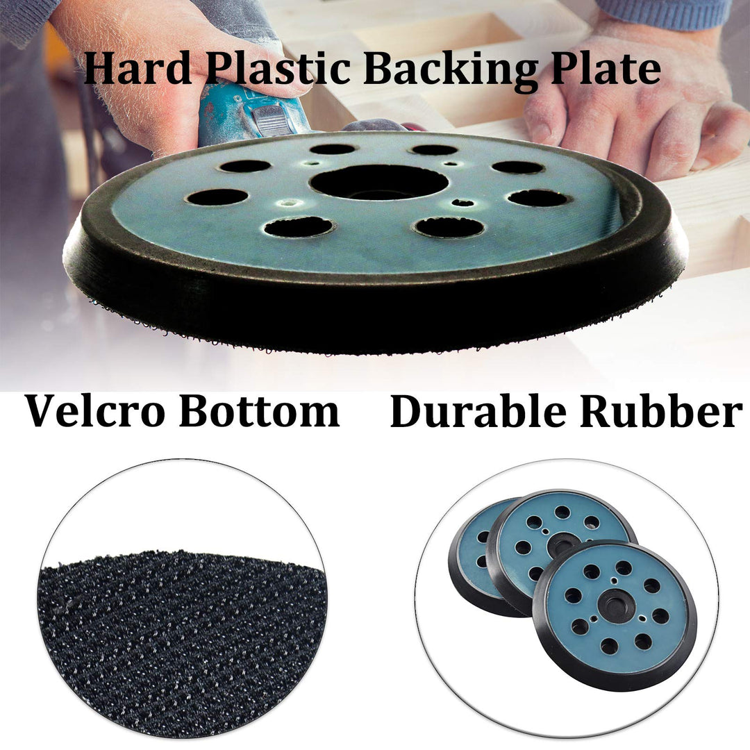 5 Inch 8 Hole Replacement Sander Hook and Loop Replacement Sanding Pads Sanding Backing Plates Compatible for Makita BO5010, BO5030/K, BO5031K, BO5041K, XOB01Z Sander