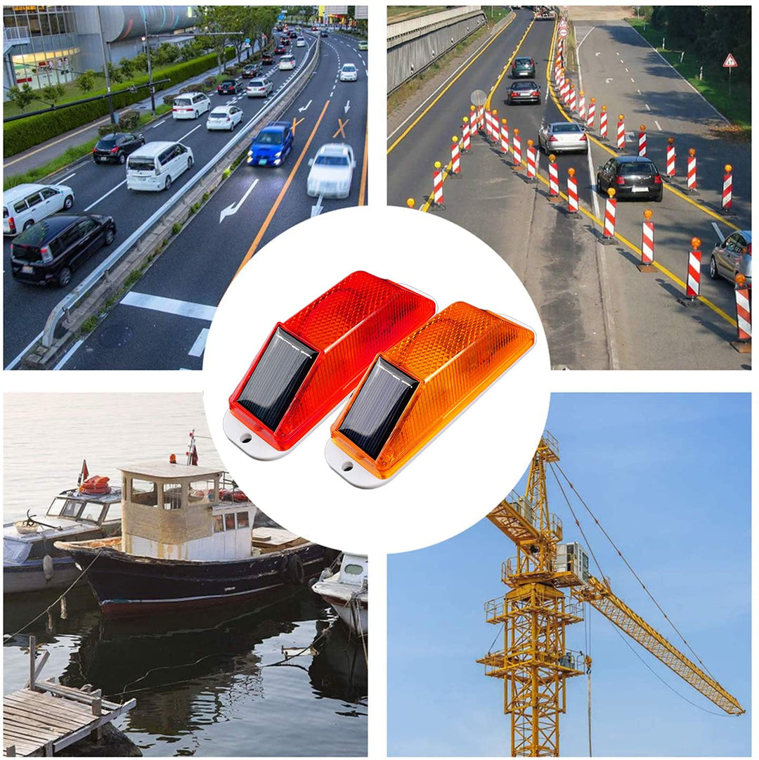 Solar Strobe Warning Light: Sensitive LED Warning Lamp High Bright Waterproof IP65 Light Control Flashing Beacon Barricade Construction Safety Traffic Light for Driveways Dock (Red)