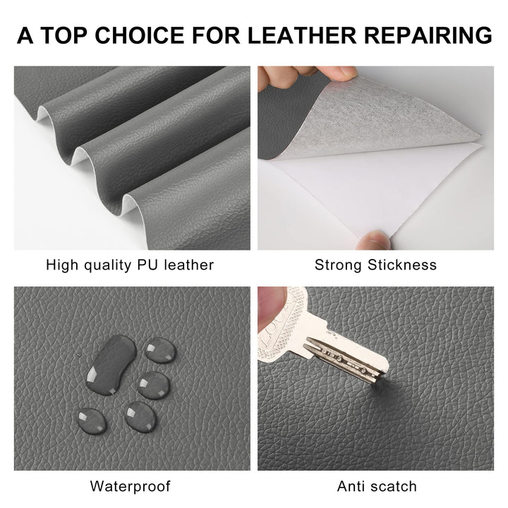 Leather Repair Patch for Furniture, 4 x 63 Self Adhesive Leather Repair Kit Vinyl Repair Tape for Car Seat Sofa Jackets Couches Chair Medium Grey