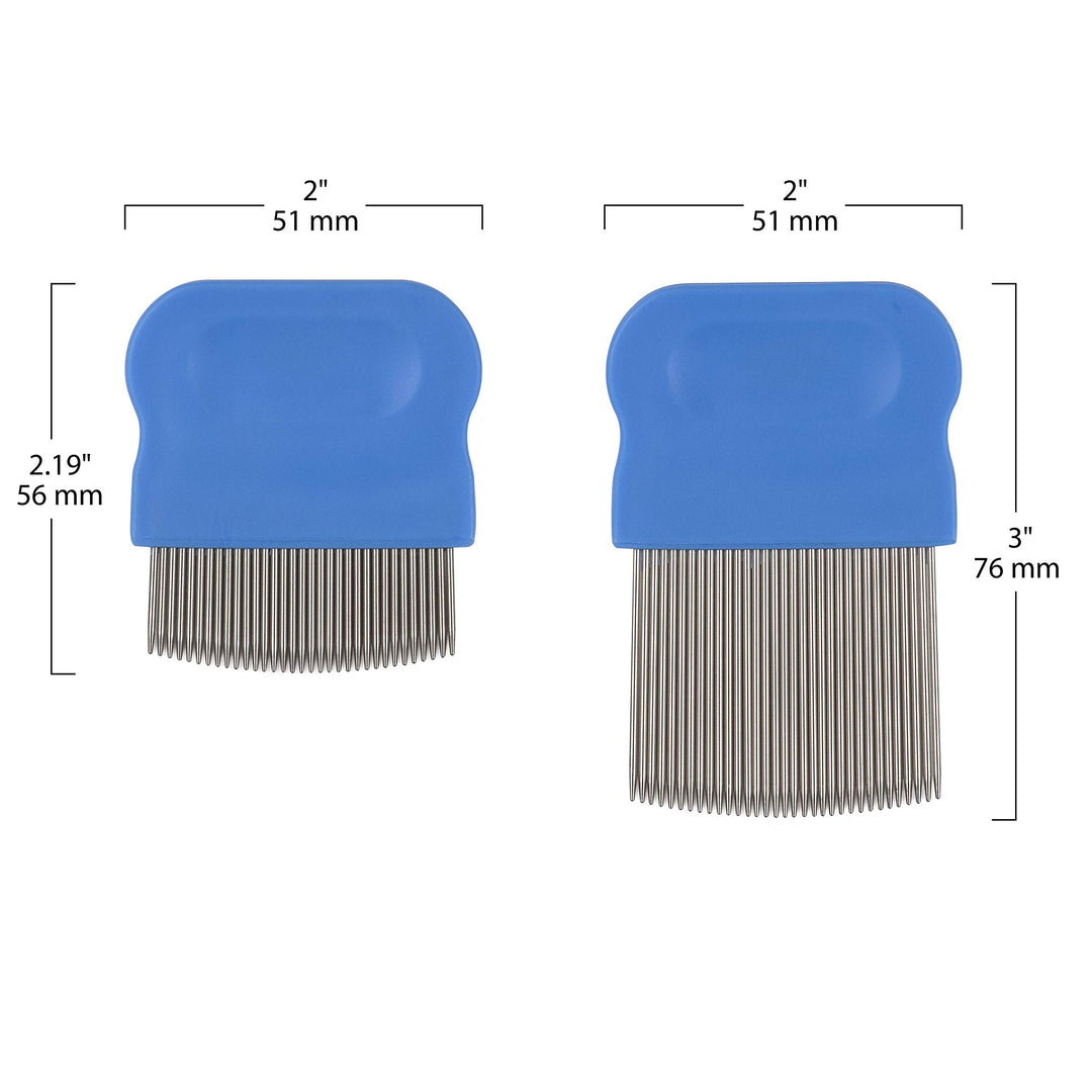 Ezy Dose Kids Lice and Eggs Comb | Hair Care for Baby, Toddler, Adult | Stainless Steel Pin Teeth | Pack of 2 (Short/Long)
