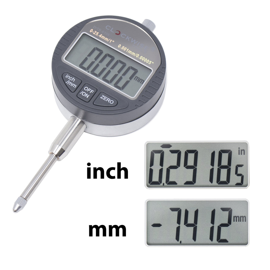 Clockwise Tools Digital Indicator, DITR-0105 0-1 Inch/2