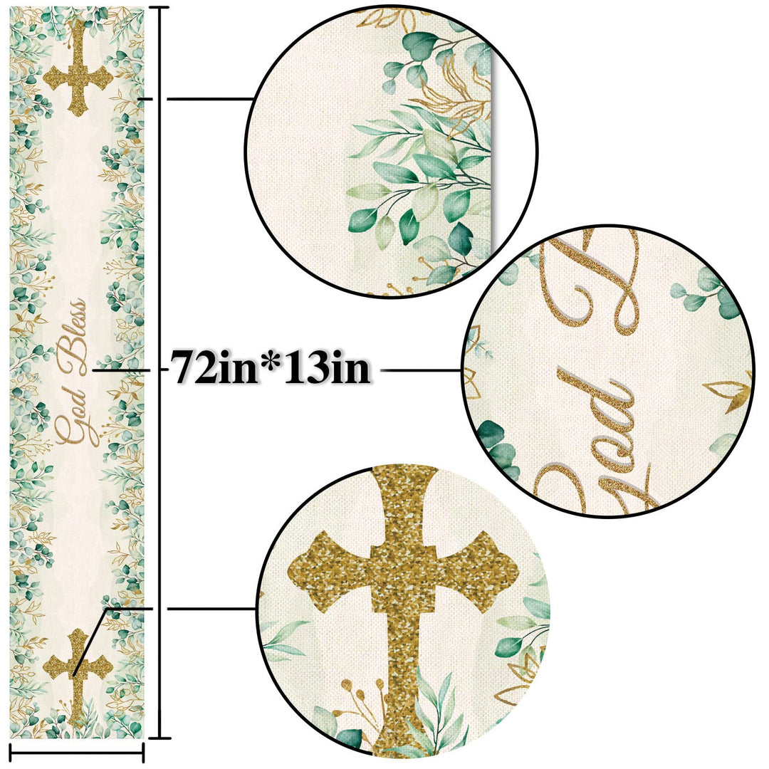 Nepnuser God Bless Table Runner First Holy Communion Ba