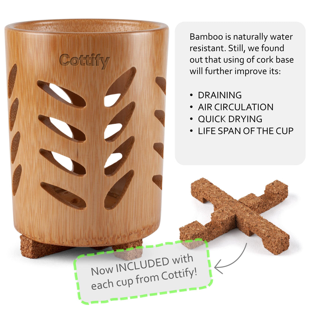Eco-Friendly Bamboo Toothbrush Holder with Drainage – Quick Drying Single-Piece Design – Toothbrush Holders for Bathrooms – Wooden Toothbrush Holder Resilient in Humid Conditions - Matte Circles