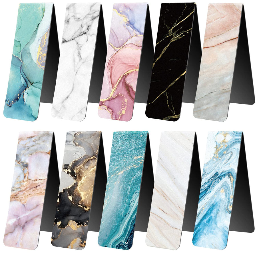Magnetic Bookmarks for Women Men Magnet Page Markers Assorted Book Markers for Book Lovers Students Teachers Adults Kids for School Home Office Reading Stationery,10 Marble Designs