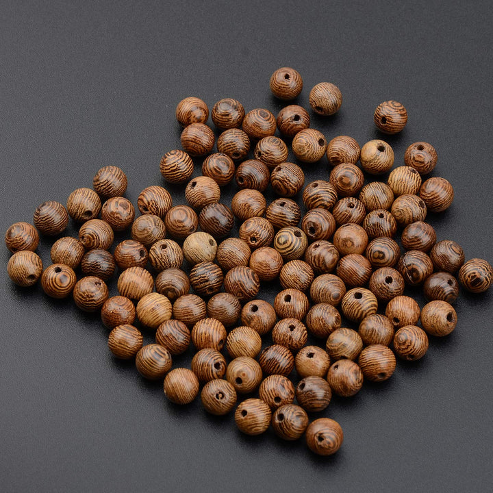 100PCS 8mm Natural Round Wood Beads for Jewelry Making with Crystal Stretch Cord