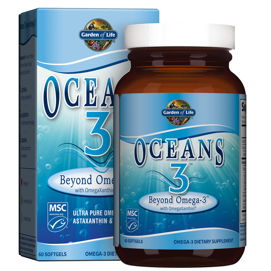 Ultra Pure EPA/DHA Omega 3 Fish Oil - Oceans 3 Beyond Omega 3 Supplement with Antioxidants, 60 Softgels