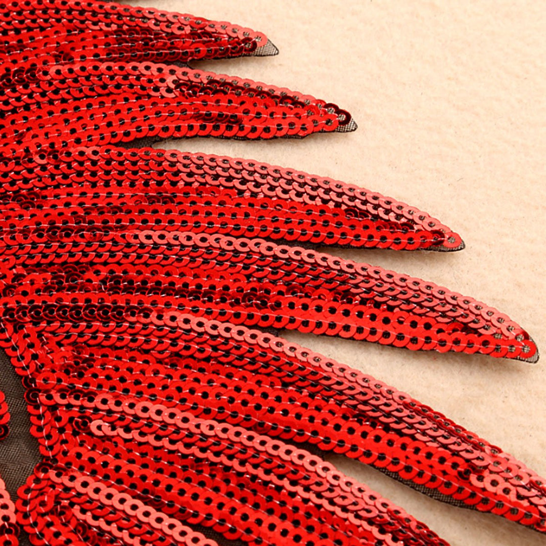 Kennedy Sequins Large Angel Wings Patches Decorative Iron on Sew on Big Patches for Jacket Jeans DIY, Red