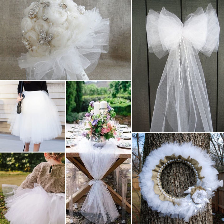 White Tulle Fabric Rolls 6 Inch by 100 Yards (300 feet)