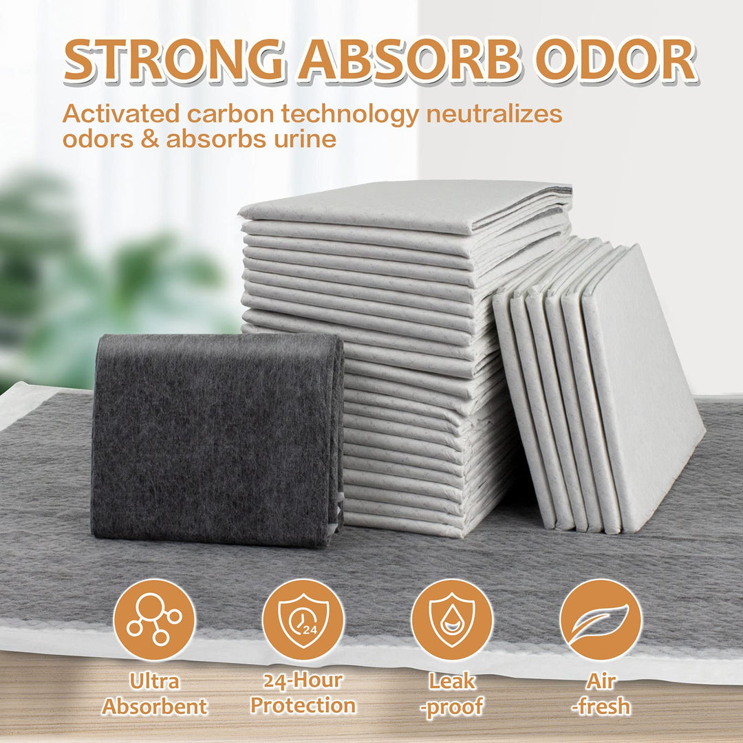 Dog Pee Pads Extra Large 28 x 34, 30 Count, Activated Carbon Charcoal Puppy Pads XL, Potty Pads for Dogs with Adhesive Sticky Tape, Disposable Training Bed Pads for Pets, Doggies, Cats