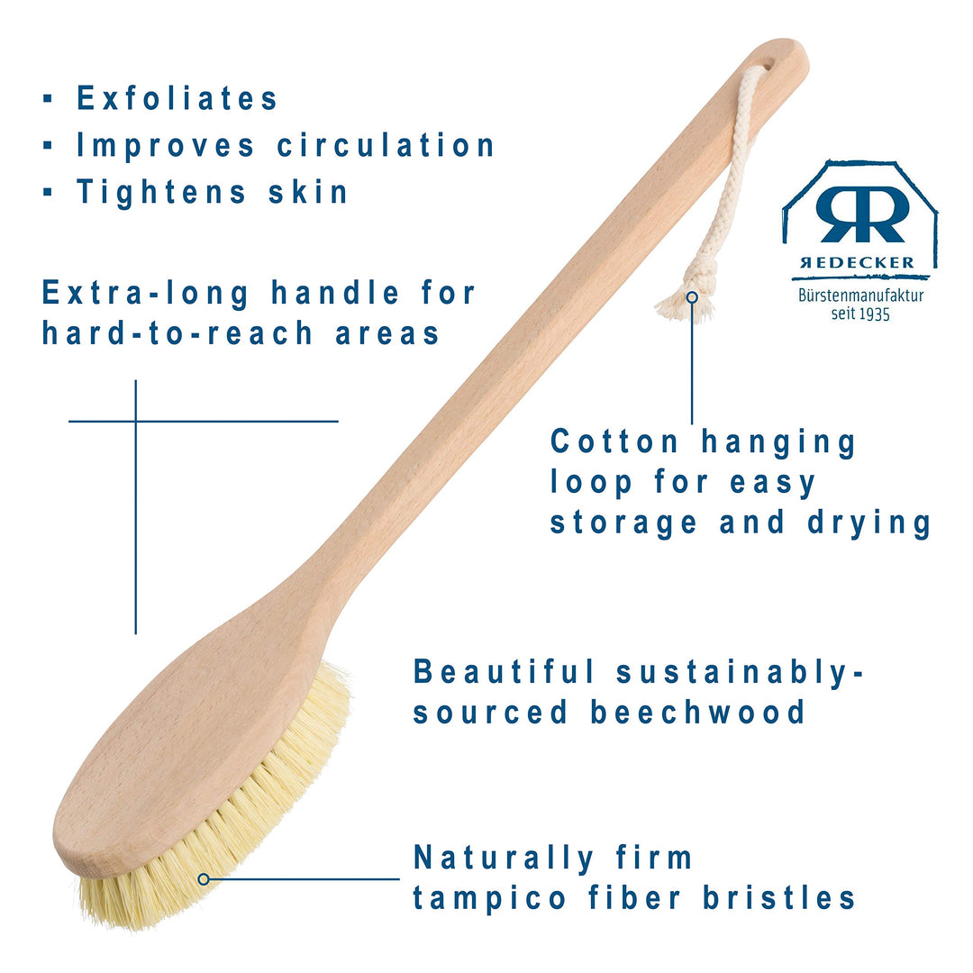 Oiled Beechwood with Tampico Fiber : Bürstenhaus Tampico Fiber Bath Brush with Oiled Beechwood Handle, 19-5/8-Inches