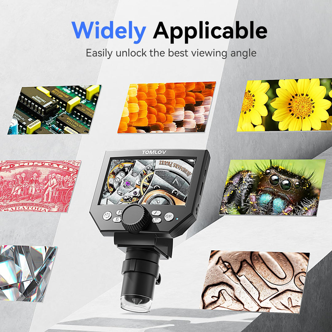 Coin Microscope LCD Digital Microscope 1000X, Coin Magnifier with 8 Adjustable LED Lights, PC View Compatible with Windows/MacBook, Built-in Long Lasting Battery, DM4 Lite, 4.3 Inch