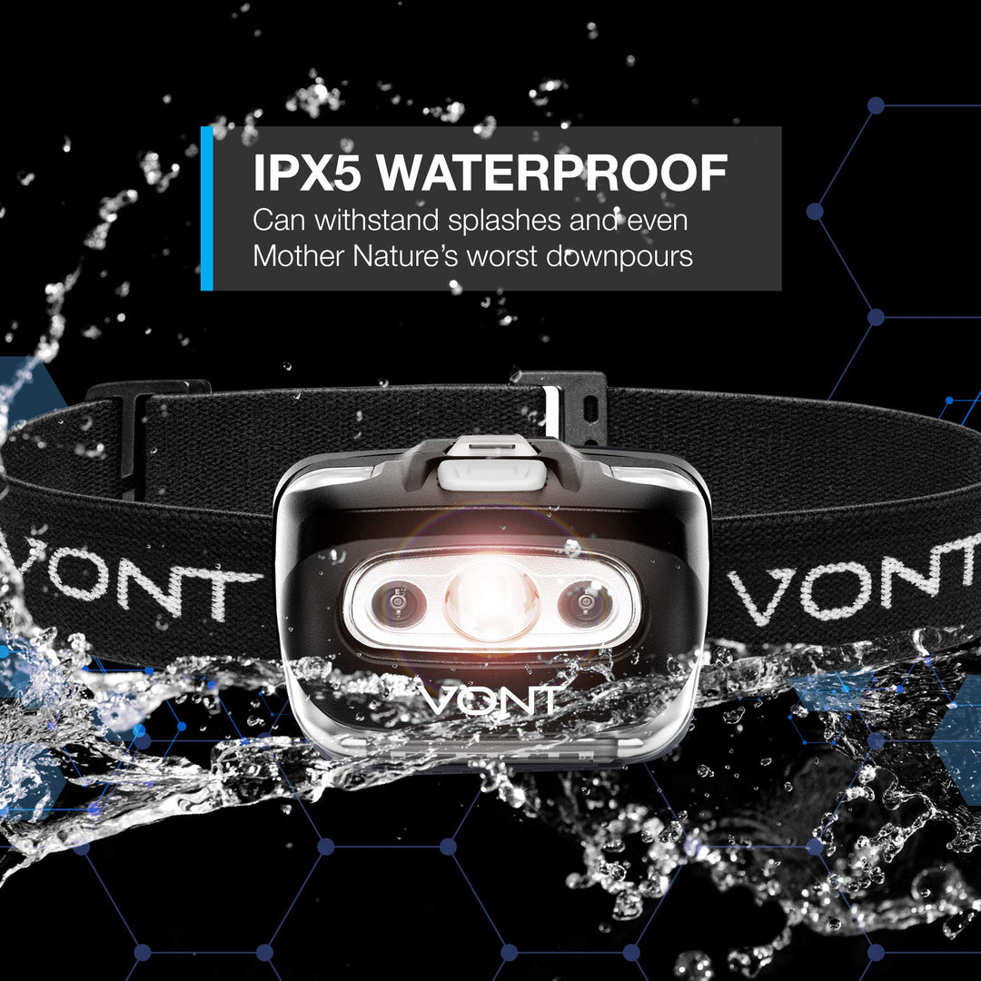 LED Headlamp [Batteries Included, 2 Pack] IPX5 Waterproof, with Red Light, 7 Modes, Head Lamp, for Running, Camping, Hiking, Fishing, Jogging, Headlight Headlamps for Adults &amp; Kids, Red