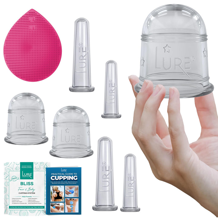 Bliss Face and Body Cupping Therapy Set – Includes Facial Cups for Cupping and Anti-Cellulite Cups - Release Fascia, Lymphatic Drainage, Natural Pain Relief