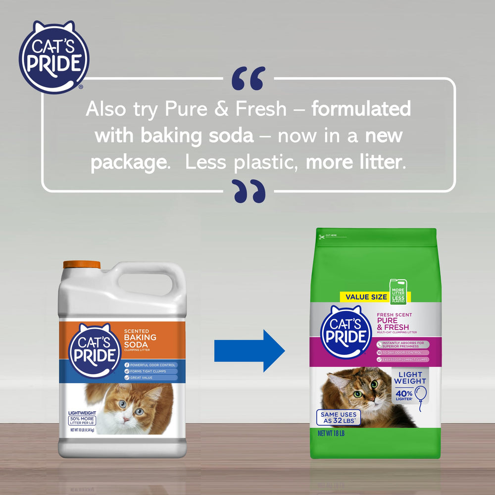 Lightweight Clumping Litter: Baking Soda - Powerful Odor Control - Scented, 10 Pounds