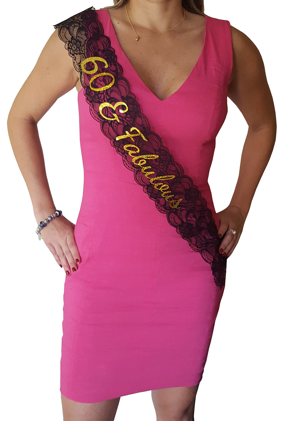 60 &amp; Fabulous Lace Sash - 60th Birthday Sash