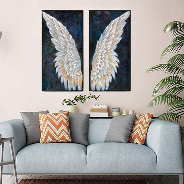 Diamond Painting Kits for Adults, DIY 5D Diamond Painting Paint Angle Wings by Number with Gem Art Drill Diamond Painting Kits for Kids for Home Wall Decor 11.8x21.65inch (2 Pack Angle Wings)