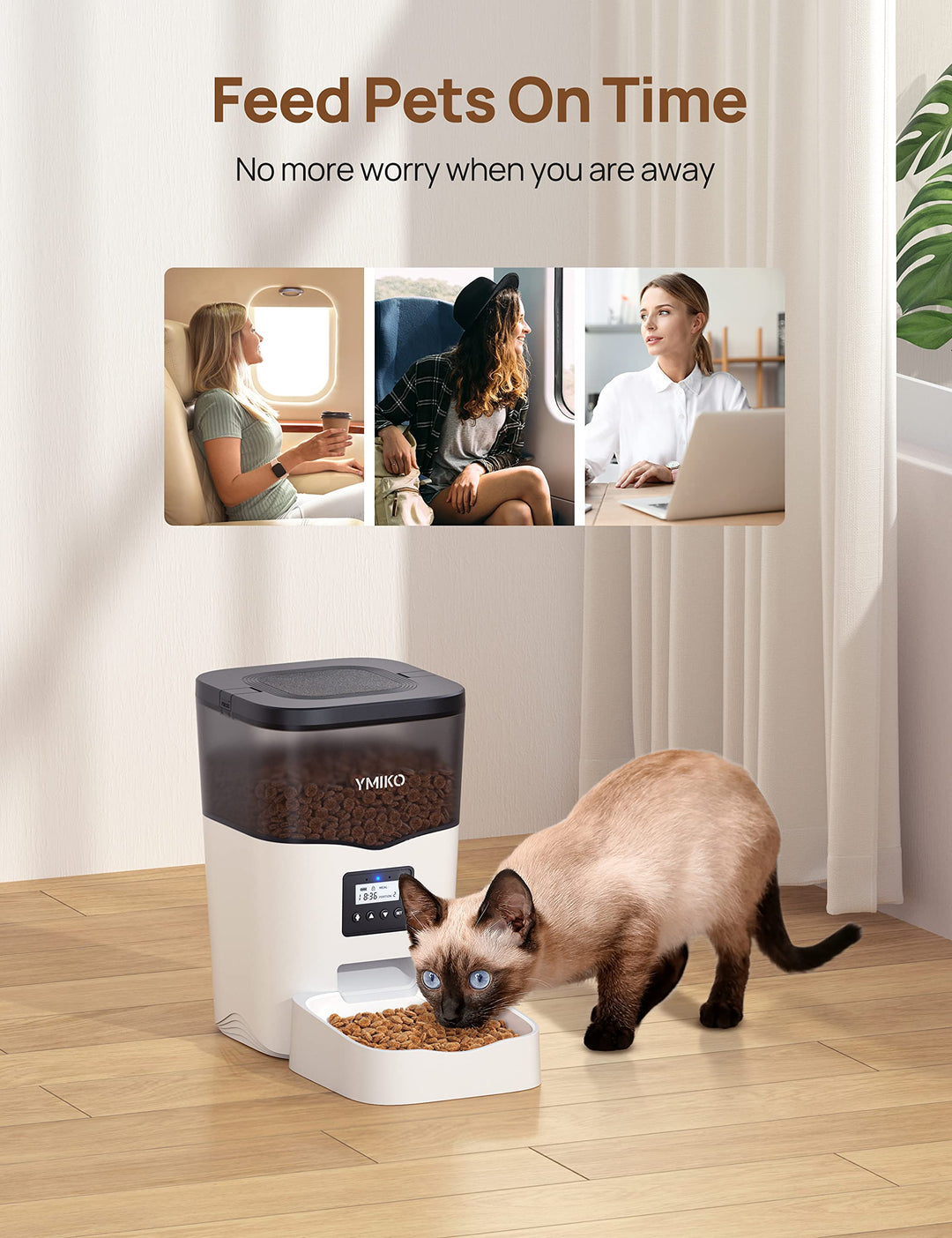 Ymiko Automatic Cat Feeder, Automatic Cat Food Dispense