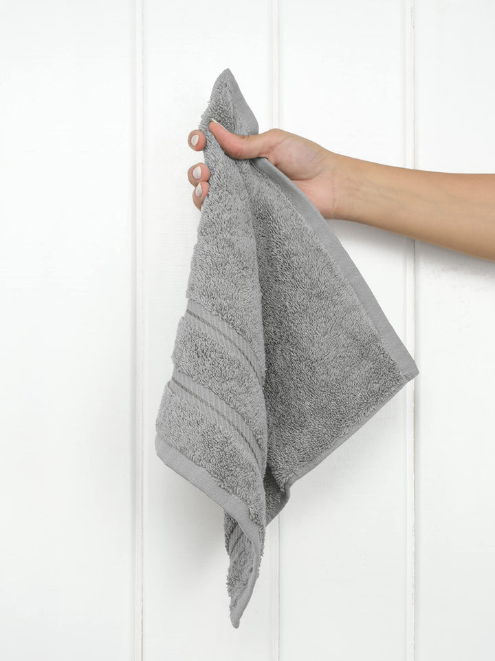 Luxury Washcloths for Bathroom, 100% Cotton 4 Piece Turkish Wash Cloth Set, 13x13 in Soft Rags for Body and Face, Light Grey Washcloths