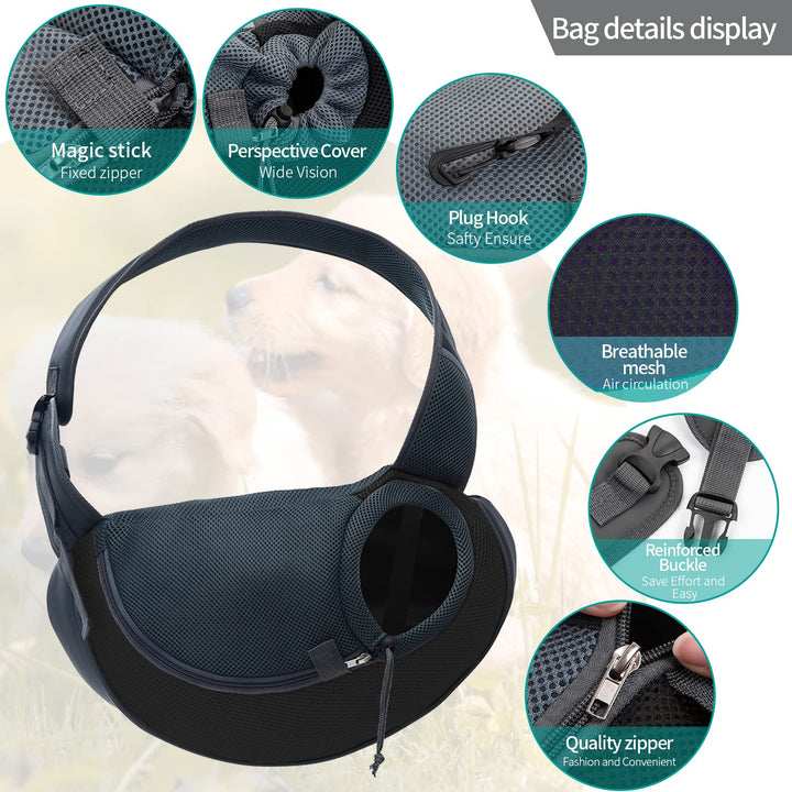 Pet Dog Sling Carrier, Upgrade Dog Carrier Bag,Adjustable Puppy Carrier for Small Dogs(Large, Black)