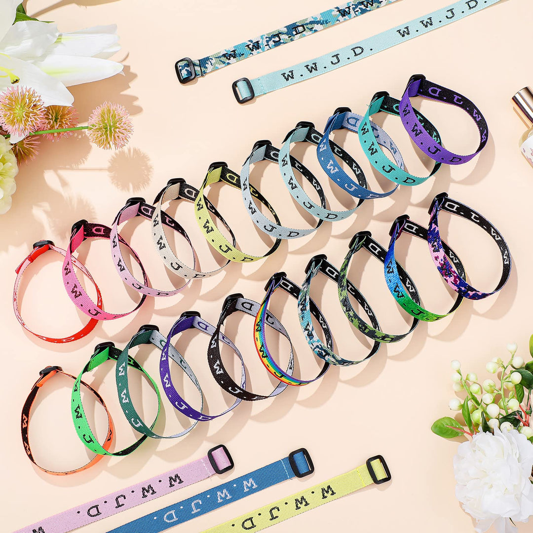 40 Pcs WWJD Bracelets What Would Jesus Do Religious Christian/ Friendship Bracelets Colorful Woven Wristbands for Men Women Boys Girls, 20 Styles
