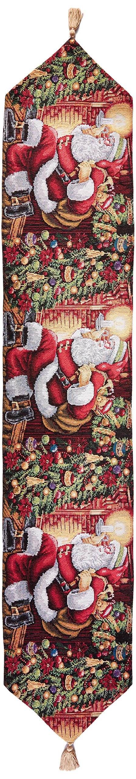 Decorative Christmas Santa Claus Design Tapestry, 13 X 70 Table Runner