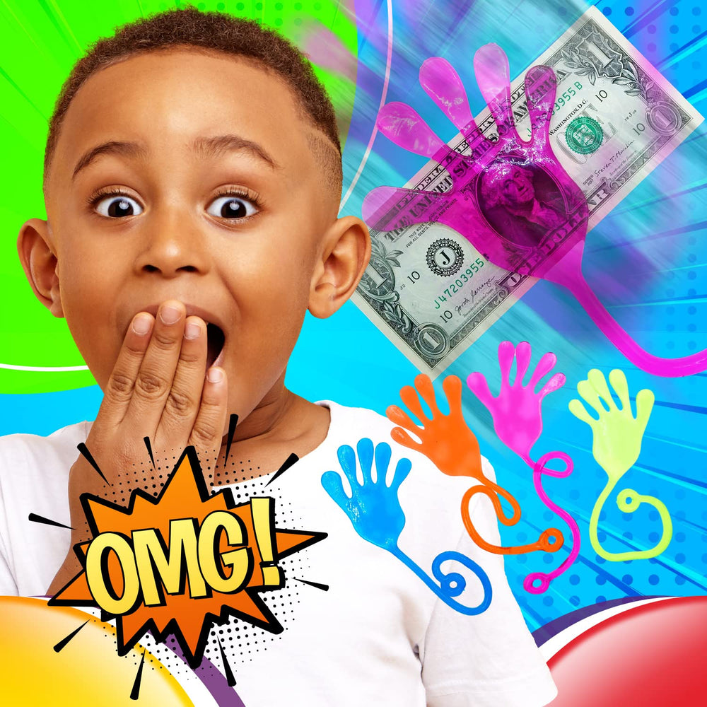 Giant Snap Hand-Jumbo Sticky Hands Toy (1 Pack Assorted) Large Stretchy Sticky Hands Toy for Kids. Party Favors, Classroom Prizes, Birthday Gifts Easter Day Goodie Bags Stuffers Bulk.414-1A