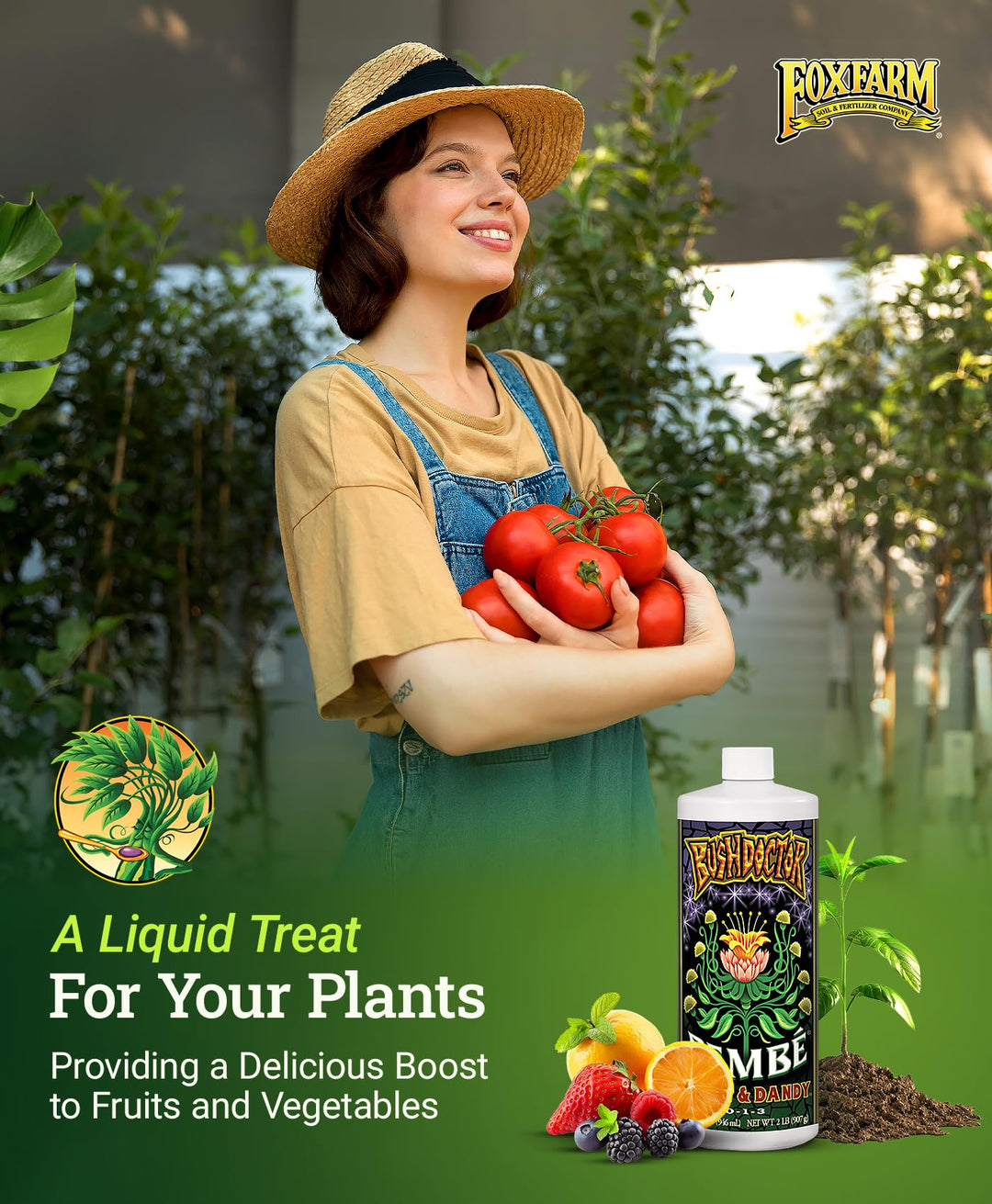 Foxfarm Bushdoctor Bembé Concentrate, Fast-Acting Liquid Plant Fertilizer, Enhances Natural Sugars for Sweetness and Flavor - Easy Absorption for Soil, Containers, and Hydroponics- NPK 0-1-3 (Quart)