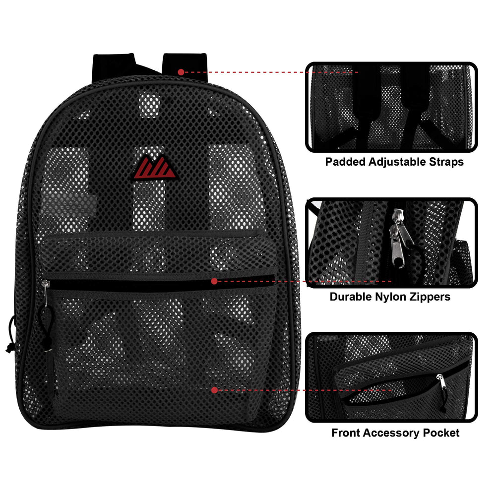 Mesh Backpacks for Kids, Adults, School, Beach, and Travel, Colorful Transparent Mesh Backpacks with Padded Straps