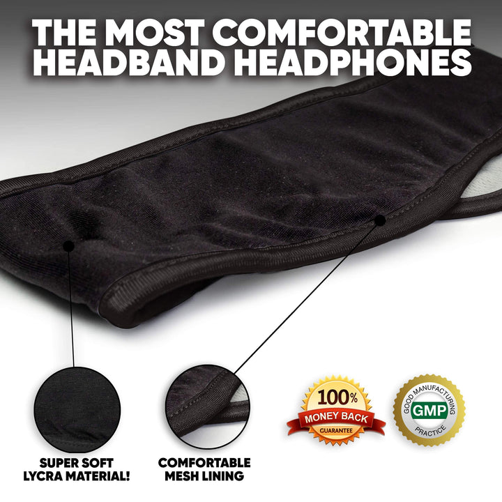 Sleep Headphones - Over Ear Headphones from Ultra Thin Cool Mesh Wired for Side Sleepers, Meditation, Running, Laptop, and Phone - Black