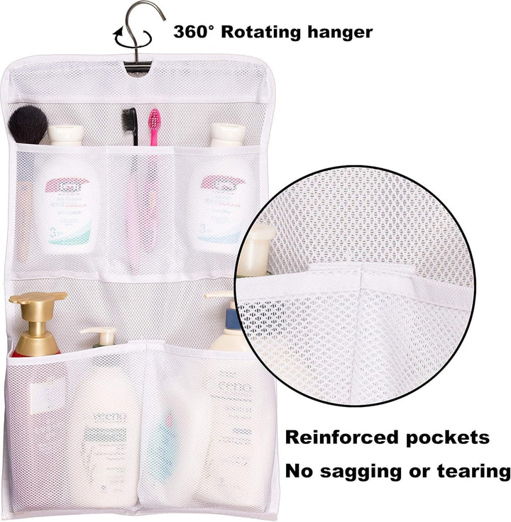 Shower Caddy Organizer 5 Pockets Roll up Hanging Bathroom Accessories Storage for Camper, RV, Gym, Cruise, Cabin, College Dorm Shower, Small