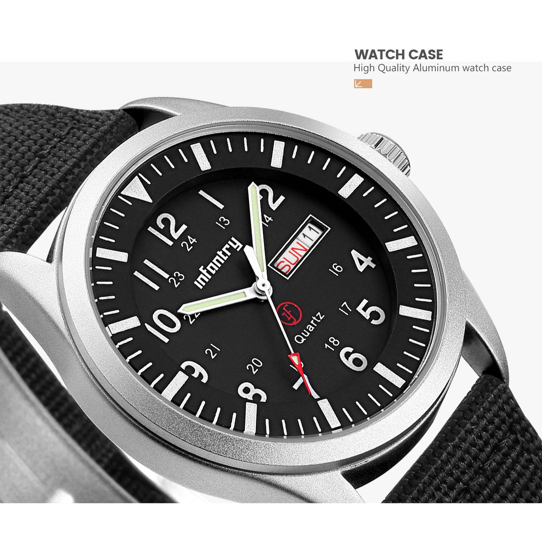 Mens Analog Military Watches for Men Waterproof Tactical Wrist Watch Casual 24 Hour Outdoor Work Date Day Wristwatch Black Nylon Band