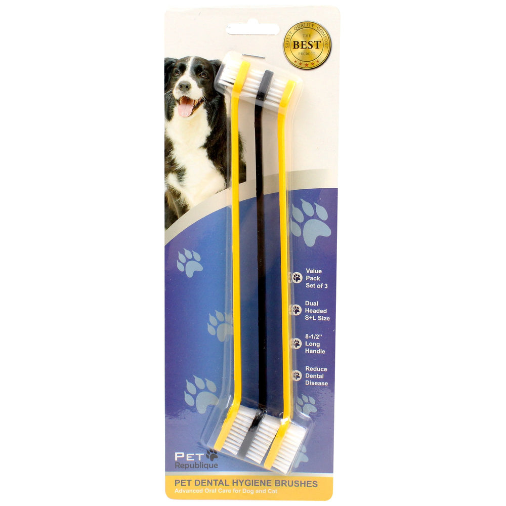 Dog Toothbrush Set of 6 – Dual Headed Dental Hygiene Brushes for Small to Large Dogs, Cats, and Most Pets