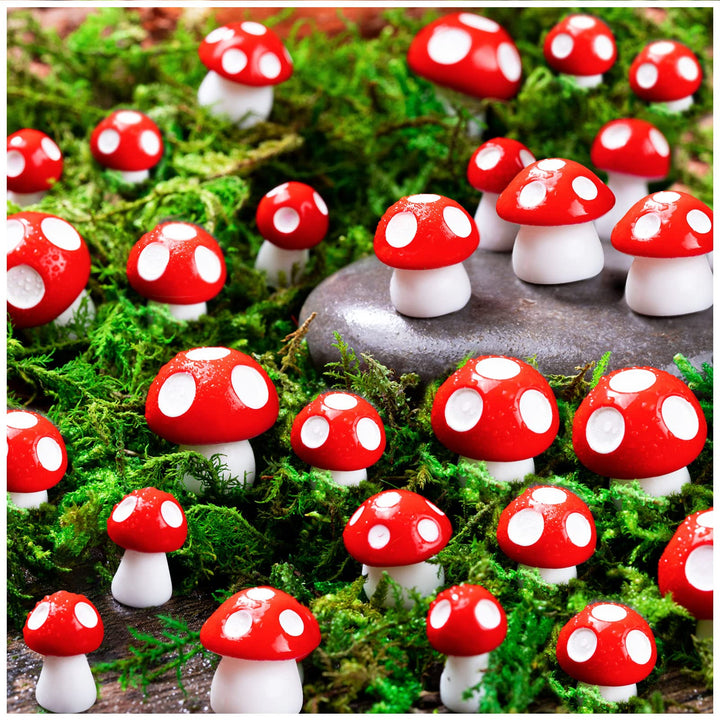 Mini Mushrooms for Crafts Tiny Fairy Garden Mushrooms Little Resin Mushroom Decor Fake Mushroom Miniatures Statue for Bonsai Micro Landscape Craft (60pcs)