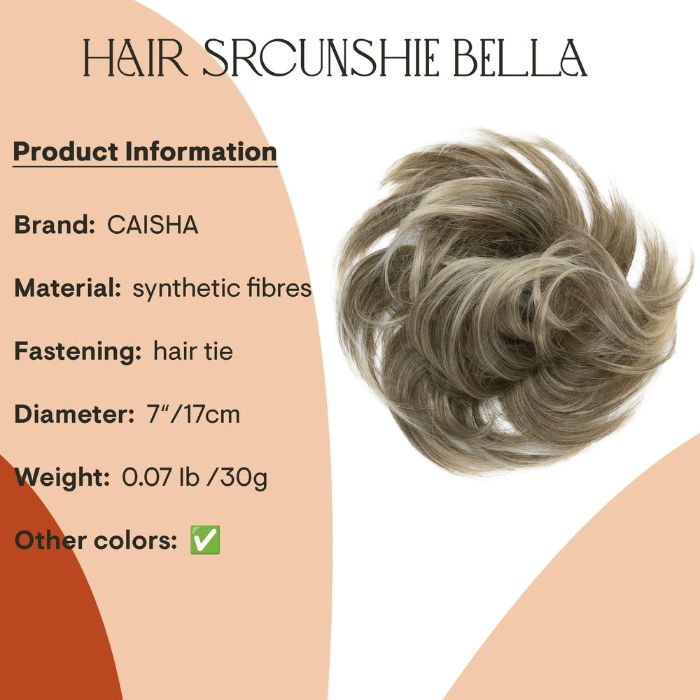sandy blonde grey mix 12T88 : PRETTYSHOP Scrunchie Bun Up Do Hair piece Hair Ribbon Ponytail Extensions Wavy Curly or Messy Various Colors(sandy blonde grey mix 12T88)