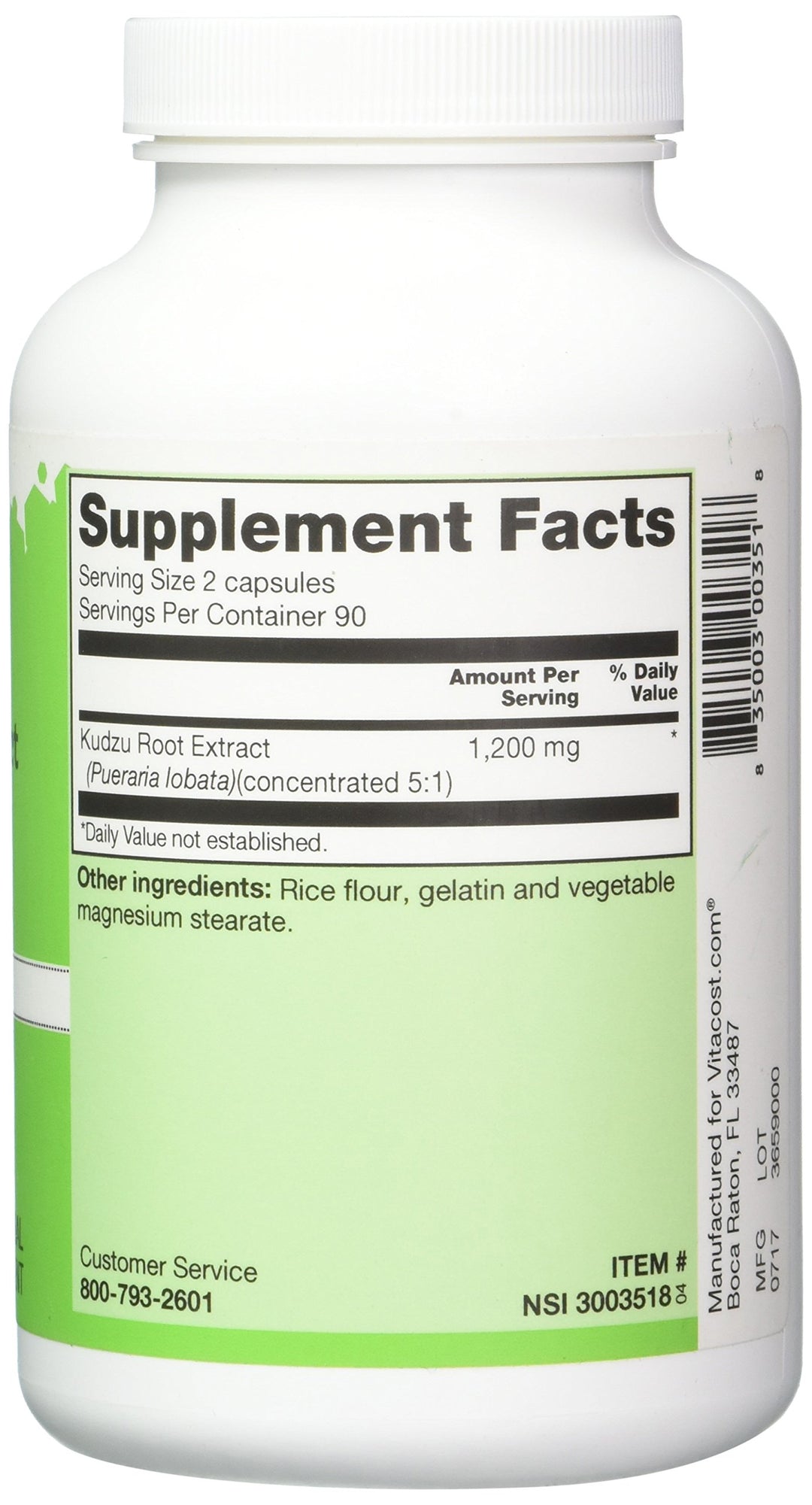 Vitacost Kudzu Root Extract -- 1200 mg per serving - 18