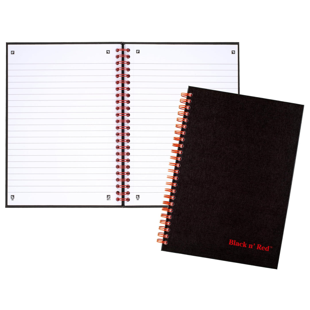 Black n&#39; Red Twin Wire Hardcover Notebook, 8-1/4 x 5-7/8, Black/Red, 70 Ruled Sheets (L67000)