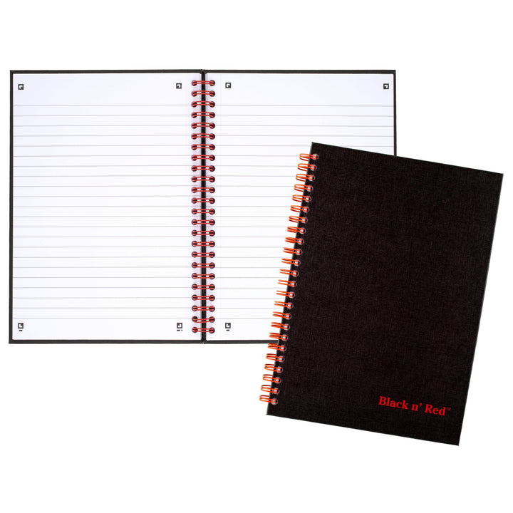 Black n&#39; Red Twin Wire Hardcover Notebook, 8-1/4 x 5-7/8, Black/Red, 70 Ruled Sheets (L67000)