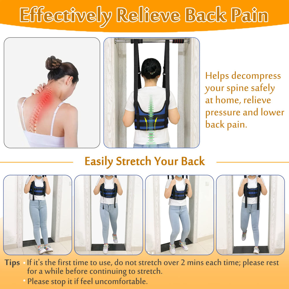 Back Stretcher Lumbar Traction Device Spine Decompression Belt for Pain Relief Stretcher Spinal Back Belt Portable Thoracic Spinal Decompression Harness Stretching Device (M)