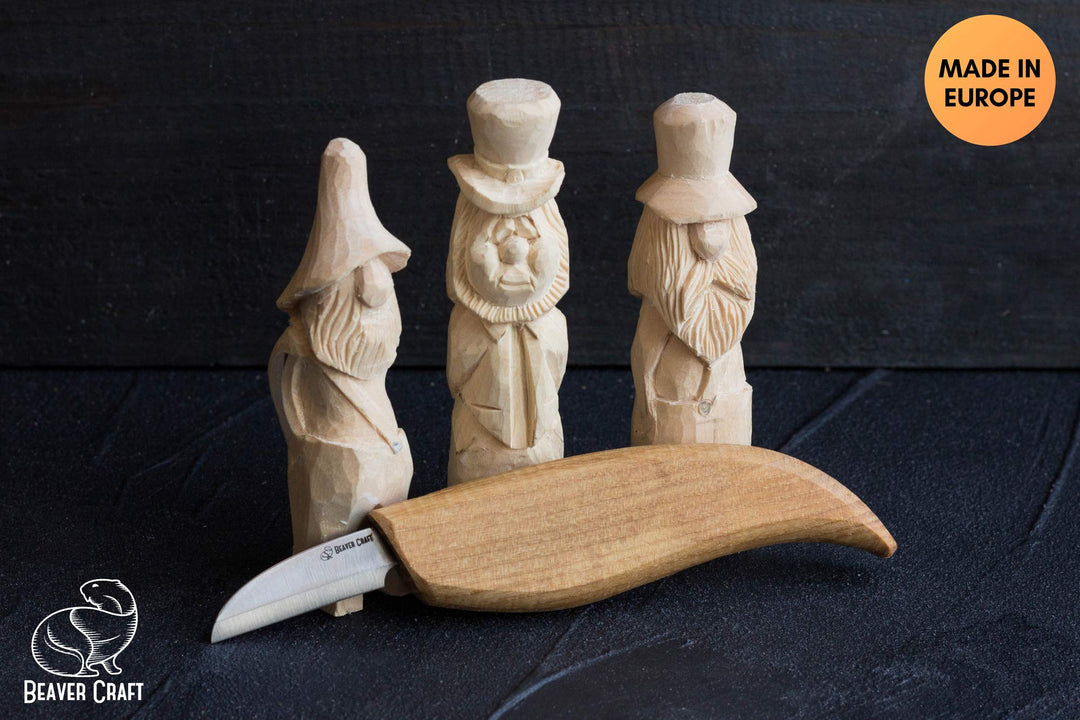 Whittling Knife C2 6.5 Whittling Knife for Fine Chip Carving Wood and General Purpose Wood Carving Knife Bench Detail Carving Knife Carbon Steel and Whittling for Beginners