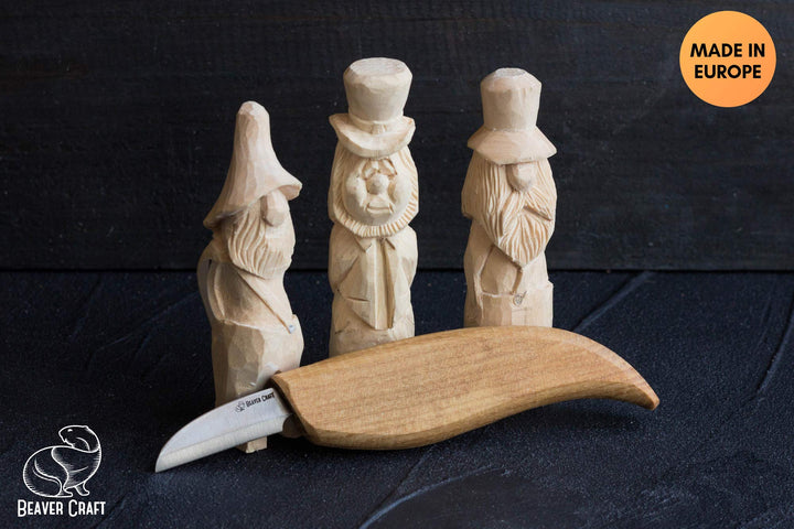 Whittling Knife C2 6.5 Whittling Knife for Fine Chip Carving Wood and General Purpose Wood Carving Knife Bench Detail Carving Knife Carbon Steel and Whittling for Beginners