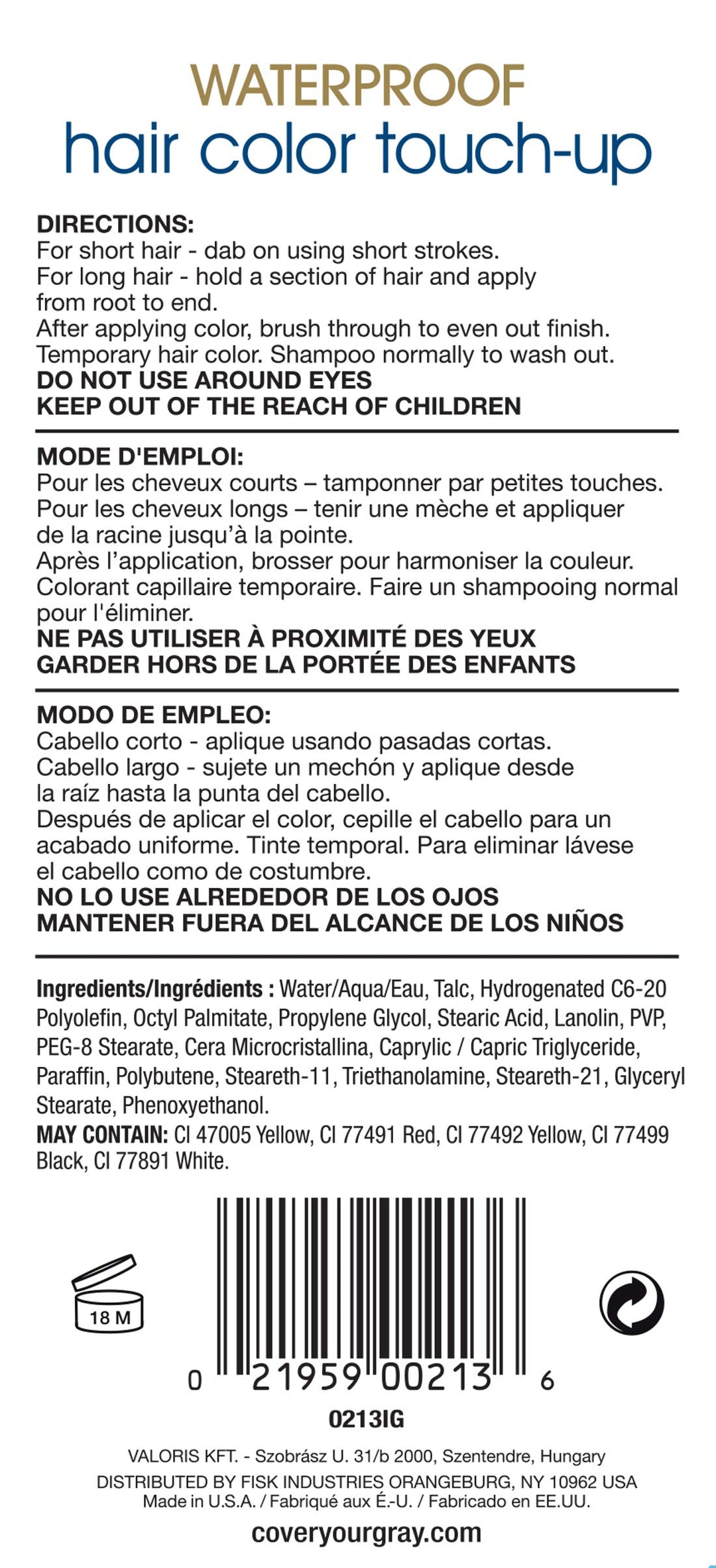 Waterproof Hair Color Touchup Brush In Black