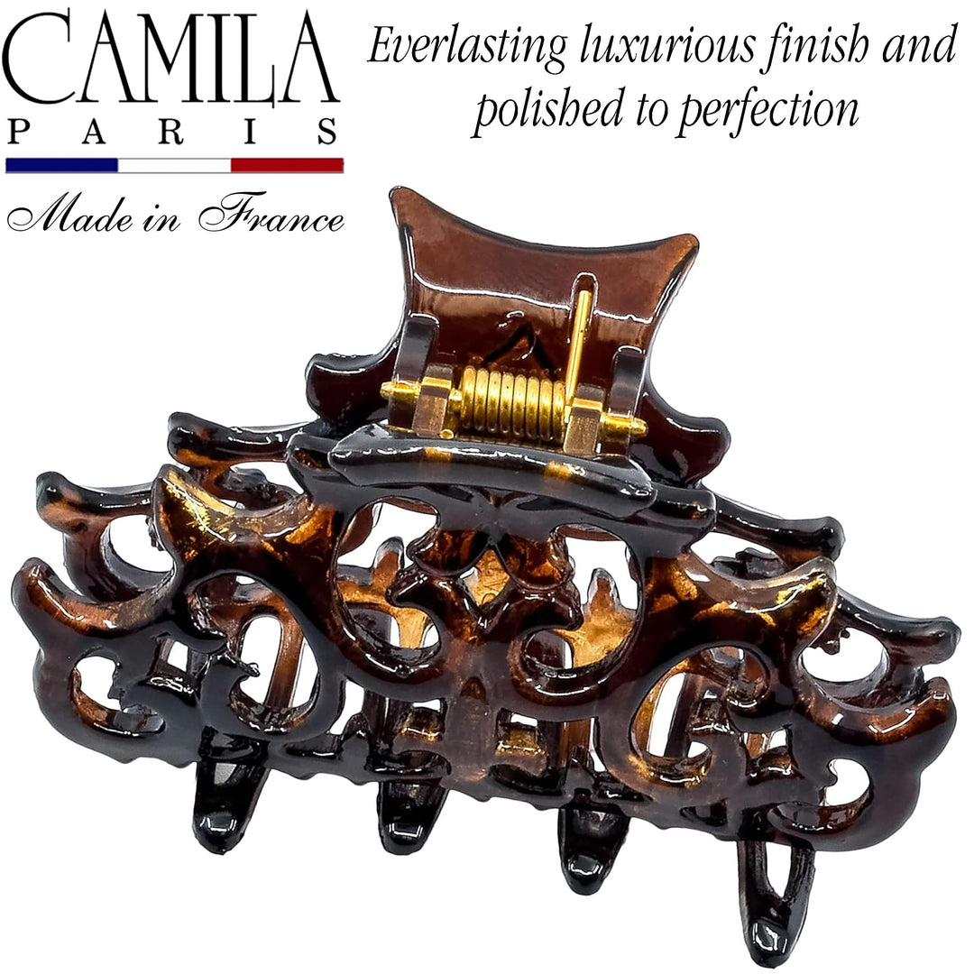 Camila Paris NV105 (3 1/2) French Hair Accessories for Women Claw Clamp Clip. No Pulling or Damage. Strong Hold/No Slip Grip and Durable Styling Girls Ornaments. Made in France