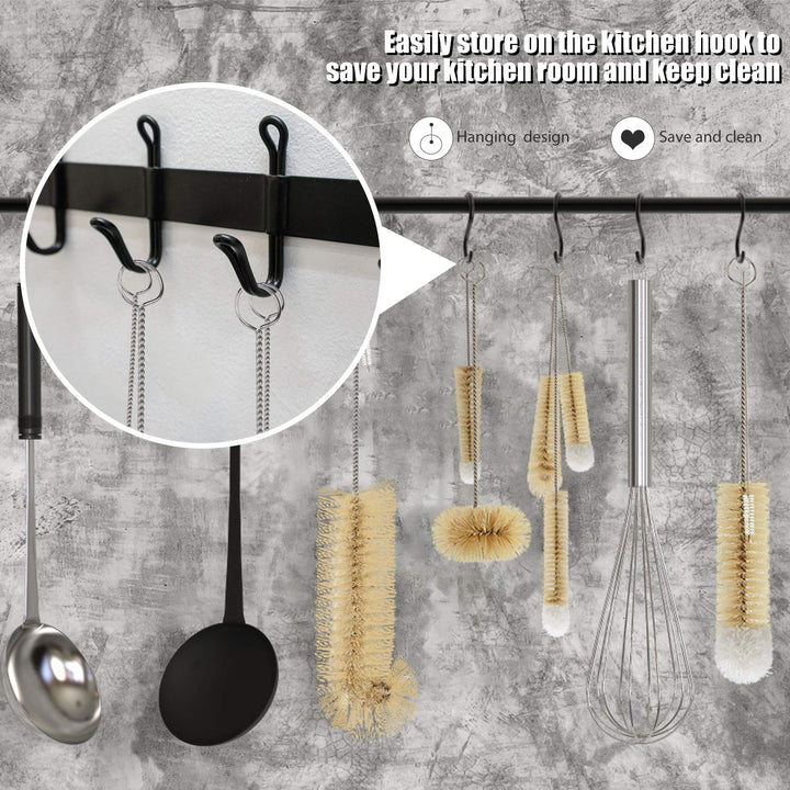 9 Pieces Bottle Brush Set - Long Water Bottle and Straw Brush Cleaner BPA Free Bottle Cleaner Brush for Straws Baby Bottle Pipes Coffee Grinder Teapot Narrow Neck Wide Mouth Water Bottles