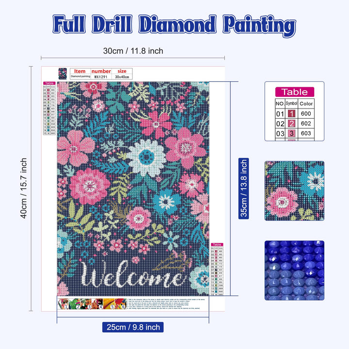 NAIMOER Flowers Diamond Art Kits for Adults Beginner, F
