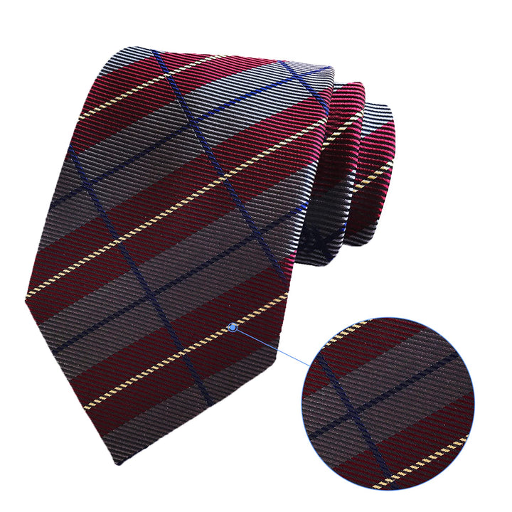 Men&#39;s Classic Silk Tie Stripe Plaid Neck Ties Necktie Mal One Size Burgundy