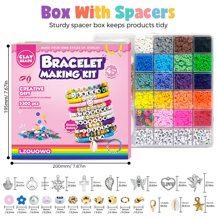 5300 Clay Beads Bracelet Making Aesthetic Kit, Polymer 