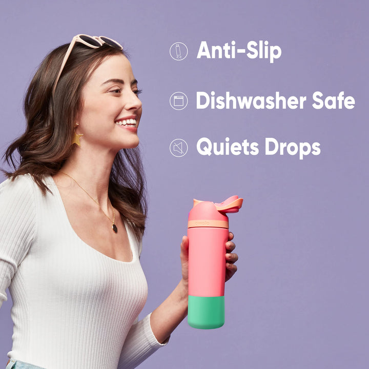 Owala Silicone Water Bottle Boot, Anti-Slip Protective Sleeve for Water Bottle, Protects FreeSip, Twist, and Flip Stainless Steel Water Bottles, 24 Oz, Grey