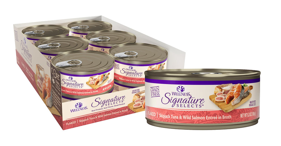 CORE Signature Selects Flaked Adult Wet Cat Food, Natural, Protein-Rich, Grain Free, 5.3 Ounce, 12 Pack (Skipjack Tuna & Wild Salmon)