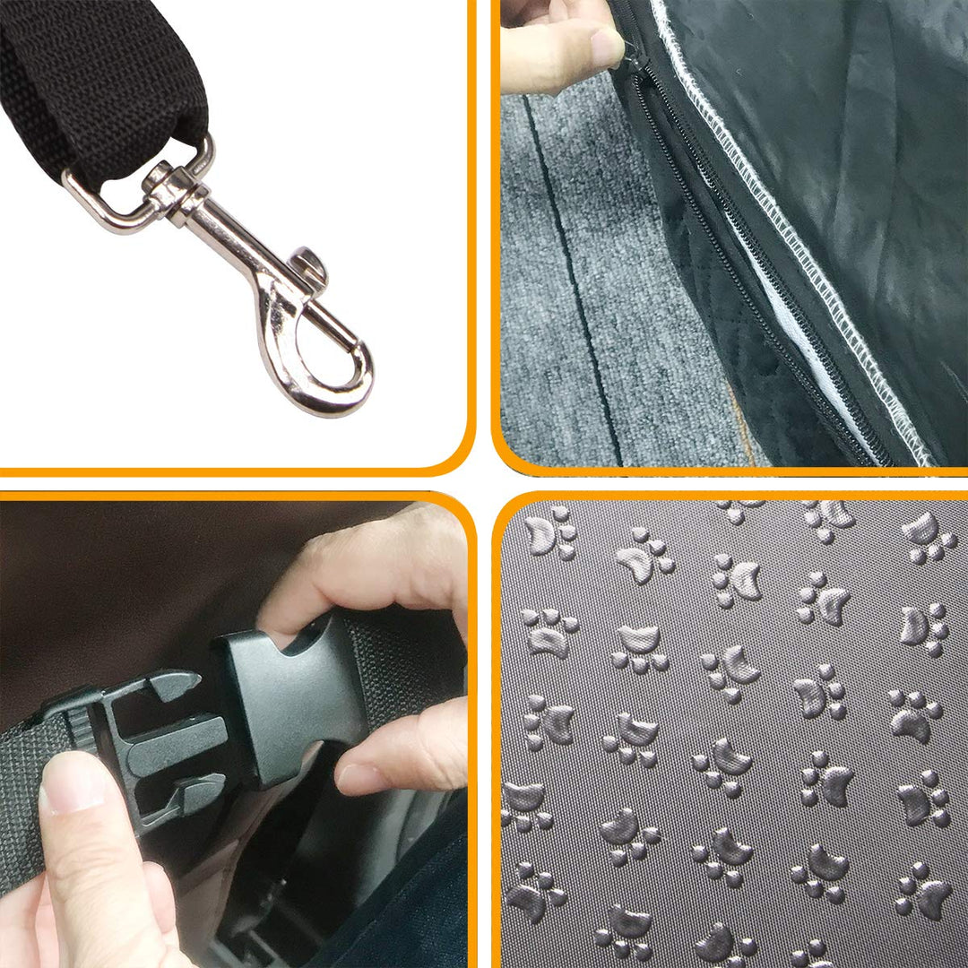 Dog Car Seat Pet Booster Seat with Pocket for Small and Medium Dogs Under 35 lbs Travel Safety,Non-Slip Base and Thickened Sponge Pad, can be Disassembled and Easy to Clean(Black)