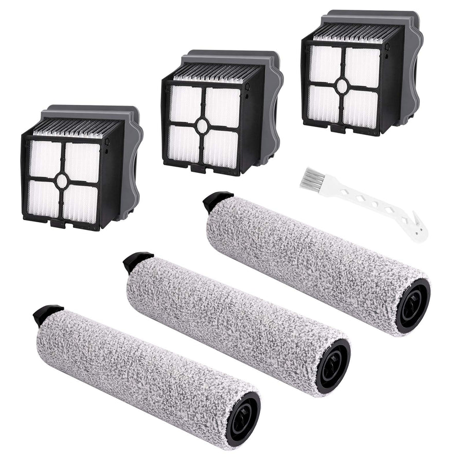 Replacement Brush Roller and Vacuum Filter Compatible with iFloor 3/iFloor One S3 Cordless Wet Dry Vacuum Cleaner (3 Brush Roller+3 HEPA Filters)